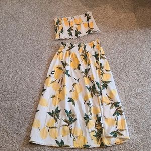 Floral Crop Top Maxi Skirt Set